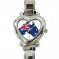 Australian Flag Nation Patriotic Heart Italian Charm Wrist Watch 128
