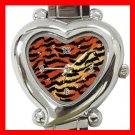 Tiger Skin Print Animal Heart Italian Charm Wrist Watch 130