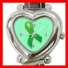 Green Ribbon Heart Italian Charm Wrist Watch 135
