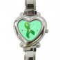 Green Ribbon Heart Italian Charm Wrist Watch 135