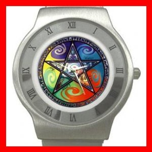 WICCAN PENTACLE Stainless Steel Wrist Watch Unisex 001