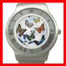 Butterflies Fly Insect Stainless Steel Wrist Watch Unisex 004