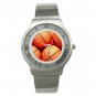 Sport Basketball Balls Game Stainless Steel Wrist Watch Unisex 010