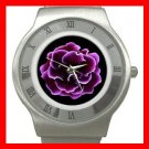 Purple Gloxinia Flowers Stainless Steel Wrist Watch Unisex 047
