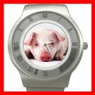 Cute Pig Fortune Animal Stainless Steel Wrist Watch Unisex 064