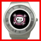 Pink Skull Hobby Fun Cool Stainless Steel Wrist Watch Unisex 067