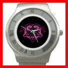 Pink Heartagram Hobby Fun Stainless Steel Wrist Watch Unisex 069
