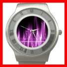 Wave Purple Light Fun Stainless Steel Wrist Watch Unisex 071