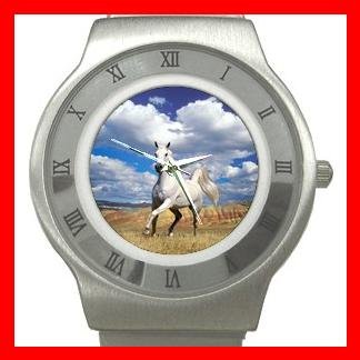 Art Summer Horse Blue Sky Stainless Steel Wrist Watch Unisex 077