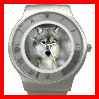 Grey Wolf Animal Stainless Steel Wrist Watch Unisex 083