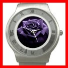 Purple Rose Flowers Stainless Steel Wrist Watch Unisex 092