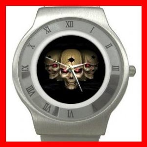 Skull Skeleton Goth Hobby Stainless Steel Wrist Watch Unisex 093