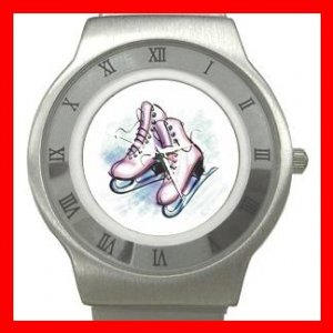 Ice Skating Sports Game Fun Stainless Steel Wrist Watch Unisex 096