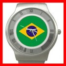 New Brazilian Flag Patriotic Stainless Steel Wrist Watch Unisex 118
