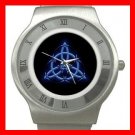 Wicca Pentagram Pagan Blue Stainless Steel Wrist Watch Unisex 131