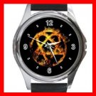 Golden Heartagram Round Metal Wrist Watch Unisex 031
