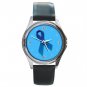 Blue Ribbon Round Metal Wrist Watch Unisex 033