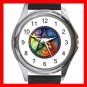 Pentagram Pentacle Rainbow Round Metal Wrist Watch Unisex 037