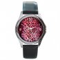 PINK LEOPARD Skin Print Round Metal Wrist Watch Unisex 039