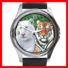 Albino and Bengal Tiger Round Metal Wrist Watch Unisex 055