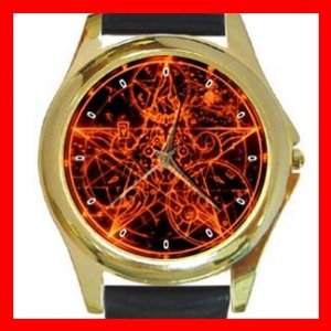 Wicca Pentagram Pentacle Round Metal Wrist Watch Unisex 070