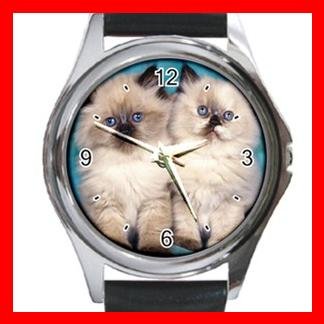 Cute Cats Friendship Pet Round Metal Wrist Watch Unisex 081