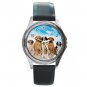 Cute Dogs Blue Sky Round Metal Wrist Watch Unisex 084