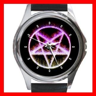 Wicca Pentagram Pentacle Round Metal Wrist Watch Unisex 099