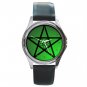 Green Pentacle Hobby Round Metal Wrist Watch Unisex 125
