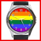 GAY LESBIAN PRIDE FLAG COLOR Round Metal Wrist Watch Unisex 134