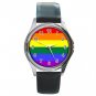 GAY LESBIAN PRIDE FLAG COLOR Round Metal Wrist Watch Unisex 134