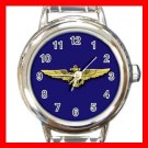 Blue Naval Aviator Wings Heart Charm Wrist Watch Amy