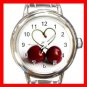 Two Cherrys Heart Round Charm Wrist Watch Fruit New!!!
