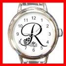MONOGRAM "R" Round Charm Wrist Watch Alphabet Letter
