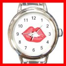 Kiss Me Red Lips Round Charm Wrist Watch Love Lover