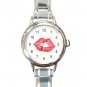Kiss Me Red Lips Round Charm Wrist Watch Love Lover
