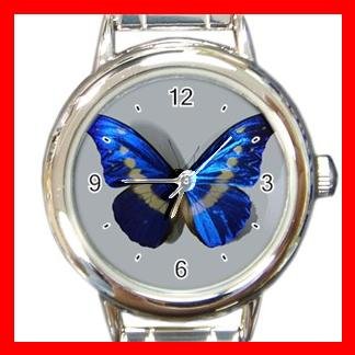 NO.1 Hot Blue Butterfly Round Italian Charm Watch