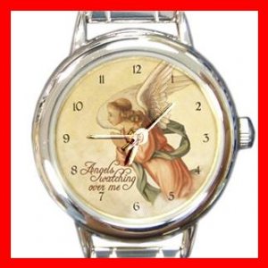 Angels Watching Over Me Round Italian Charm Watch