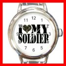 I Love My Soldiers Amy Round Italian Charm Wrist Watch