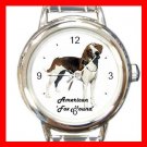 Cute American Fox Hound Pet Dog Animal Round Italian Charm Wrist Watch