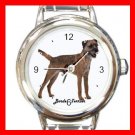 Cute Border Terrier Pet Dog Animal Round Italian Charm Wrist Watch