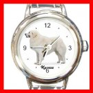 Cute kuvasz Pet Dog Animal Round Italian Charm Wrist Watch