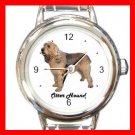 Cute Otter Hound Pet Dog Animal Round Italian Charm Wrist Watch 500