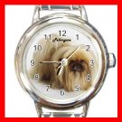 Cute Pekingese Pet Dog Animal Round Italian Charm Wrist Watch 503