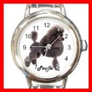 Cute Poodle Pet Dog Animal Round Italian Charm Wrist Watch 505