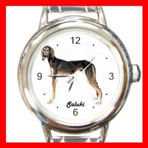Cute Saluki Pet Dog Animal Round Italian Charm Wrist Watch 508