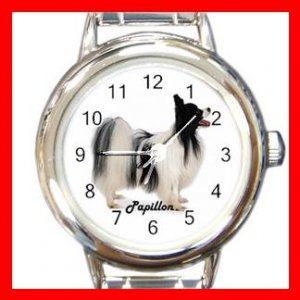 Cute Papillon Pet Dog Animal Round Italian Charm Wrist Watch 509