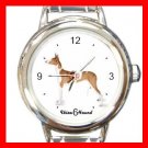 Cute Ibizan Hound Pet Dog Animal Round Italian Charm Wrist Watch 512