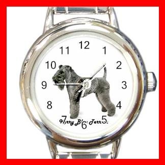 Cute Kerry Blue Terrier Pet Dog Animal Round Italian Charm Wrist Watch 513
