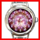 Pink Wicca Pentagram Pentacle Round Italian Charm Wrist Watch 522